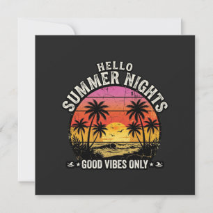 Hallo Zomer Nachten Vintage Zonsondergang Zomer Kaart
