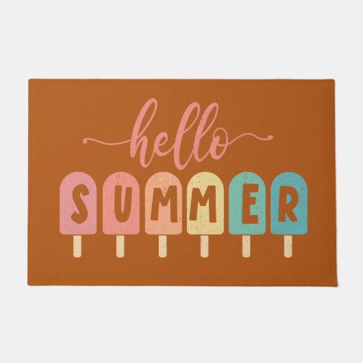 Hallo Zomer Pastel Regenboog Popsicles Koeler Deurmat (Voorkant)