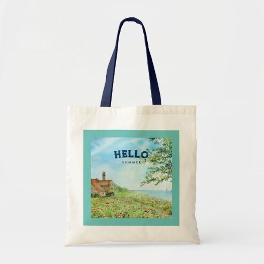 Hallo Zomer Poppy Field Sun Zee Landschap Tote Bag (Voorkant)