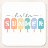 Hallo Zomer Popsicle Kleurrijk Kartonnen Onderzetters (Voorkant)