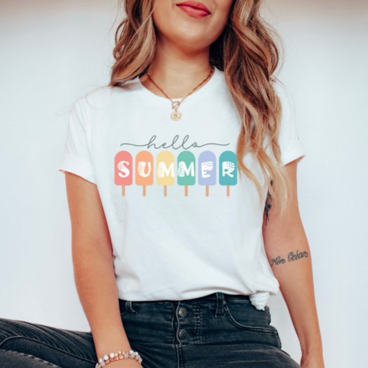 Hallo Zomer Popsicle Kleurrijk T-shirt