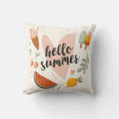 Hallo Zomer Quote Kleurrijke Leuke Kwekerij Kinder Kussen (Voorkant)