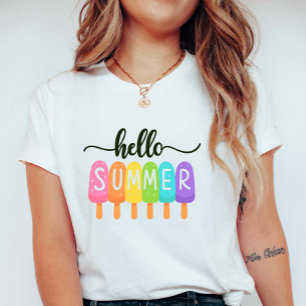Hallo Zomer Regenboog ; Leuke Kleurrijke Vakantie T-shirt