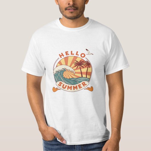 Hallo Zomer: Retro Beach Vibes T-shirt (Voorkant)