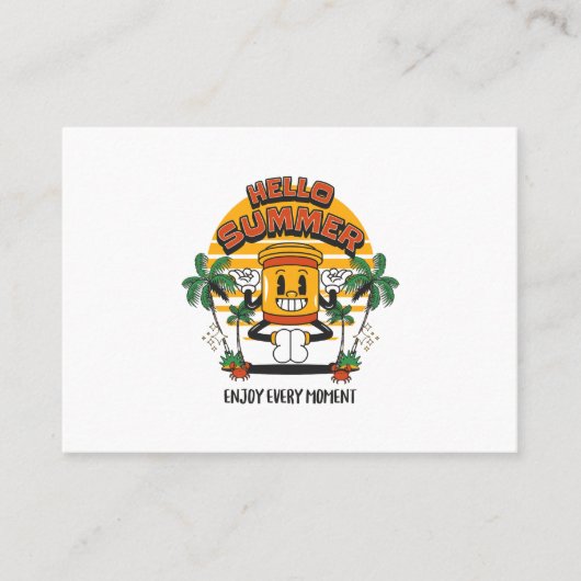 Hallo Zomer Retro Mascot Visitekaartje (Voorkant)