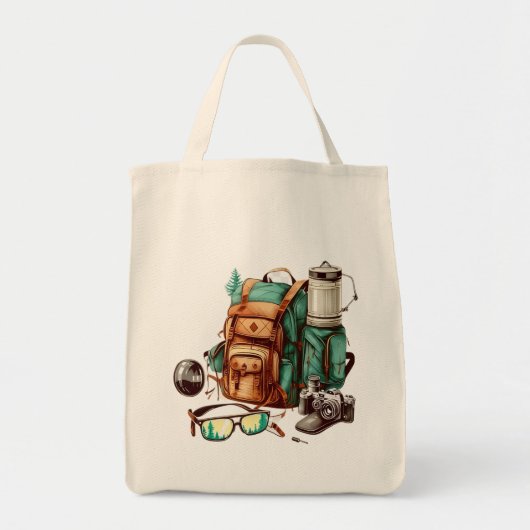 Hallo Zomer Retro Palmboom Camping Grafisch Tote Bag (Voorkant)