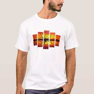 Hallo Zomer Retro Palmboom Zonsondergang Grafische T-shirt