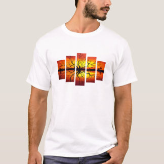 Hallo Zomer Retro Palmboom Zonsondergang Grafische T-shirt