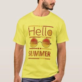 Hallo Zomer Retro Zonsondergang Zonnebril T-shirt