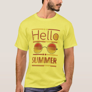 Hallo Zomer Retro Zonsondergang Zonnebril T-shirt