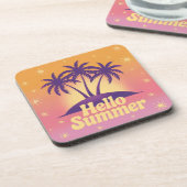 Hallo Zomer Roze Plastic Kurk Onderzetter Set (Linkerzijde)