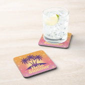 Hallo Zomer Roze Plastic Kurk Onderzetter Set (Rechterzijde)