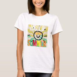 Hallo zomer schattig kleurrijk chic stijlvol dames t-shirt