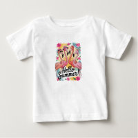 Hallo Zomer Schattige Flamingo Strand Vakantie Tro