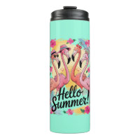 Hallo Zomer Schattige Flamingo Strand Vakantie Tro