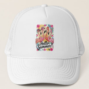 Hallo Zomer Schattige Flamingo Strand Vakantie Tro Trucker Pet