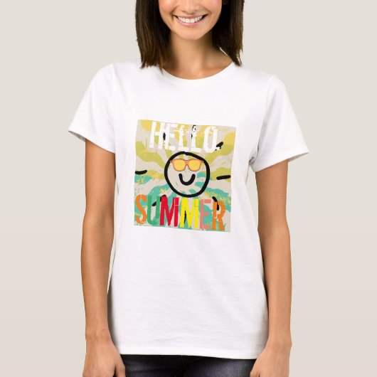hallo zomer schattige, kleurrijke, stijlvolle vrou t-shirt (Voorkant)