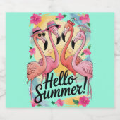 Hallo Zomer Schattigee Flamingo Beach Vakantie Tro Bier Etiket (Enkel label)