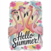 Hallo Zomer Schattigee Flamingo Beach Vakantie Tro Sticker (Voorkant)