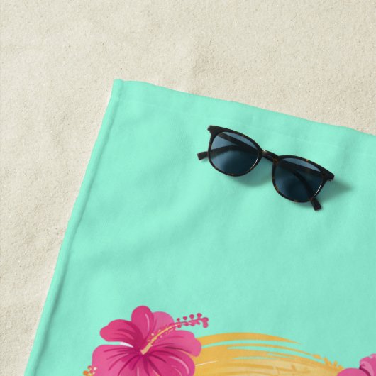 Hallo Zomer Schattigee Flamingo Beach Vakantie Tro Strandlaken (In situ)