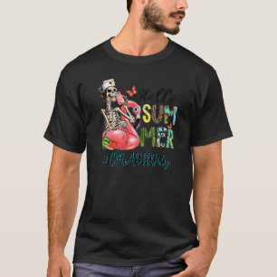 Hallo Zomer Schedel Flamingo Float Cma Verpleegste T-shirt