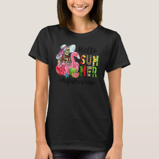 Hallo Zomer Schedel Flamingo Float Geregistreerde  T-shirt
