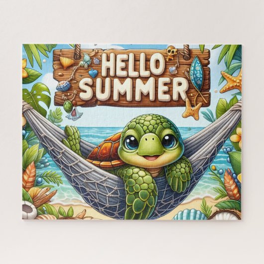 Hallo Zomer Schildpad Legpuzzel (Horizontaal)