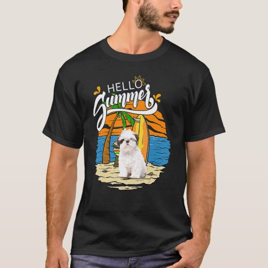 Hallo Zomer Shih Tzu Hondenvakantie T-shirt (Voorkant)