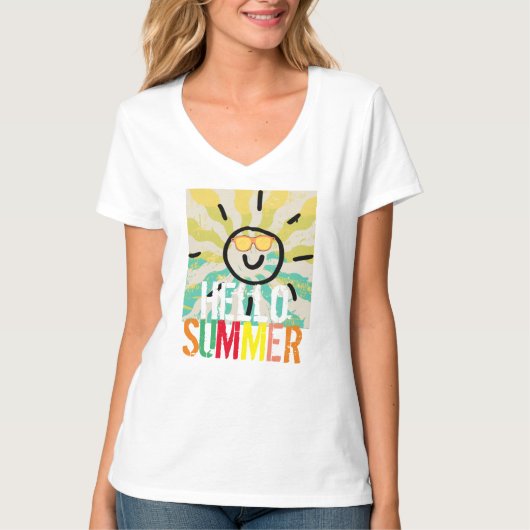 hallo zomer stijlvolle kleurrijke chic womens T- T-shirt (Voorkant)
