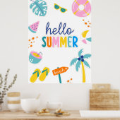 Hallo Zomer Strand Pret Retro Design Poster (Keuken)