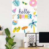 Hallo Zomer Strand Pret Retro Design Poster (Thuiskantoor)