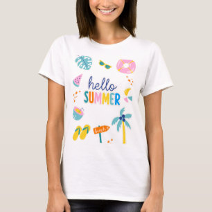 Hallo Zomer Strand Pret Retro Design T-shirt