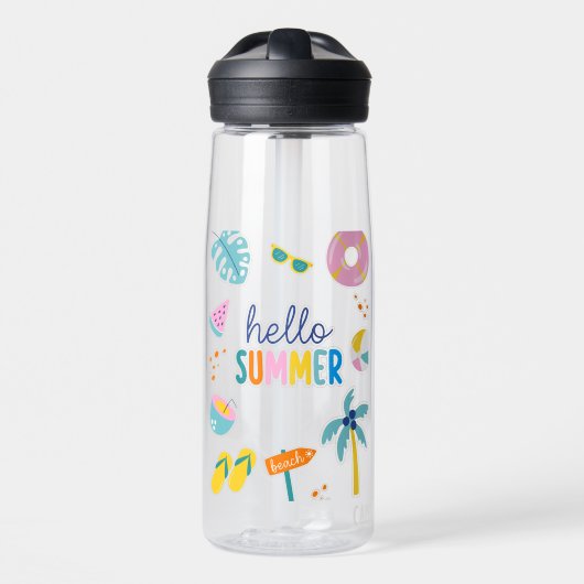 Hallo Zomer Strand Pret Retro Design Waterfles (Voorkant)