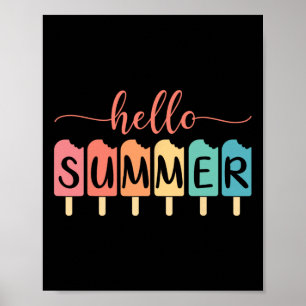 Hallo Zomer Strand Vakantie Ijs Liefhebber Popsicl Poster