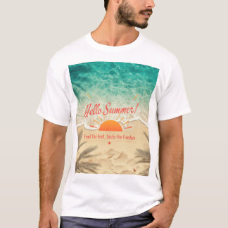 Hallo zomer strand zonsondergang grafisch T-shirt