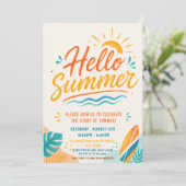 Hallo Zomer Strandfeest Uitnodiging (Staand voorkant)
