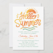 Hallo Zomer Sun Oranje Pool Party Kaart (Voorkant)