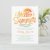 Hallo Zomer Sun Oranje Pool Party Kaart (Staand voorkant)