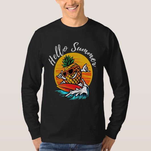 Hallo Zomer Surving Cool Ananas Aloha Stranden T-shirt (Voorkant)