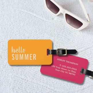 Hallo Zomer Tangerine & Besrood Reizen Bagagelabel