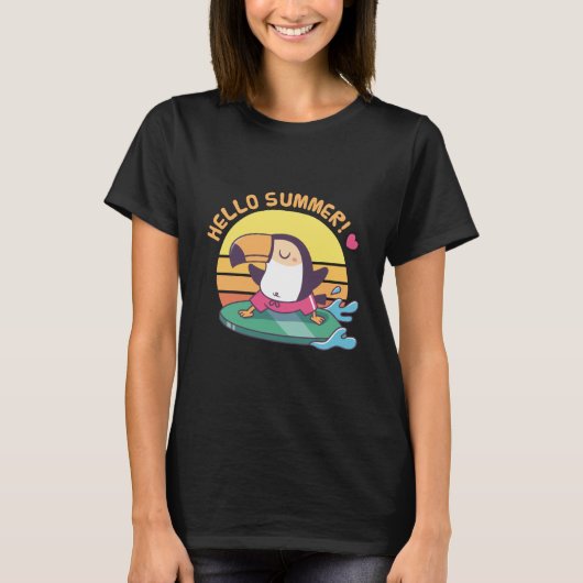 hallo zomer, Toucan op surfboard T-shirt (Voorkant)