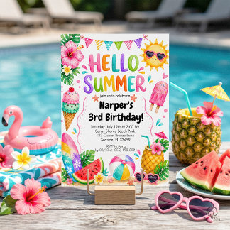 Hallo Zomer Tropische Zomer Verjaardag Kaart