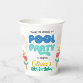 Hallo Zomer! uitnodiging voor poolparty Papieren Bekers