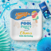 Hallo Zomer! uitnodiging voor poolparty Papieren Bordje (Feest)