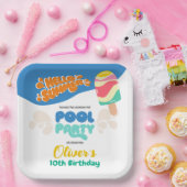 Hallo Zomer! uitnodiging voor poolparty Papieren Bordje (Feest)