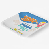 Hallo Zomer! uitnodiging voor poolparty Papieren Bordje (Gebogen)