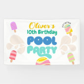 Hallo Zomer! uitnodiging voor poolparty Spandoek (Horizontaal)