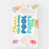 Hallo Zomer! uitnodiging voor poolparty Spandoek (Verticaal)