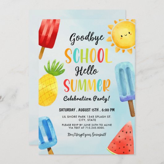 Hallo Zomer, Vaarwel School, Einde van het Schoolf Kaart (Voorkant / Achterkant)