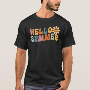 Hallo Zomer Vakantie Hawaï Strand Groovy Retro La T-shirt